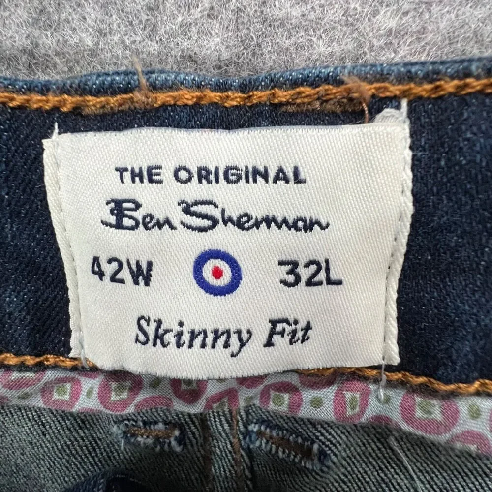 Ben‎ Sherman Stretch Skinny Jeans Mens 42x32  Blue Shoreditch Wash Denim Preppy